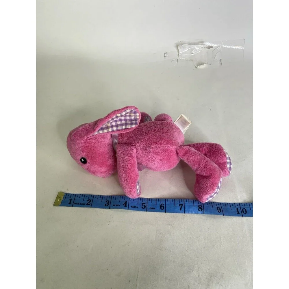 Old Navy Pink Bunny Rabbit Plush Stuffed Animal Toy Purple White Gingham Ears